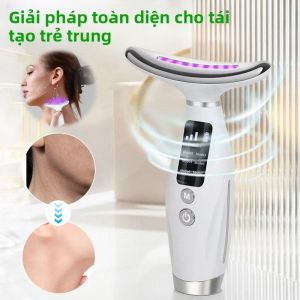 Máy Làm Đẹp Cổ 7 Màu EMS Nâng Cơ Mặt Máy LED Chống Nhăn Làm Săn Chắc Da Loại Bỏ Mỡ Nọng Cằm Máy Massage Mặt Sạc USB