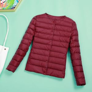 New Lightweight Cotton Jacket Womens round Neck Warm Short V-neck Inner Wear No Collar Thin Outerwear Loose Fit Chinese Brand