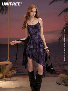 Unifree | Light Chiffon Summer Waist-cinched Lace Hem Dress
