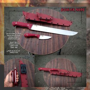 Perkakas Outdoor Premium Set - Baja Uddeholm Bohler N695 Superclean + Sarung Kydex USA