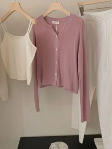 สีชมพูผ้าไหมน้ําแข็งมีดสําหรับผู้หญิงน้ําหนักเบาเครื่องปรับอากาศผ้าคลุมไหล่ฤดูร้อนการจับคู่สายรัดชุดOuterwear