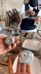 ( Siap Kirim ) knop knob pentolan tutup panci kayu stainless / pegangan handle tutup kaca kuali kayu stainless - Tutup Panci Pegangan Panci Alat Dapur