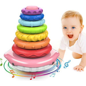 Rainbow Stacking Rings Toys with Sounds Stacking Toys for Toddlers Baby Sensory Montessori Toys