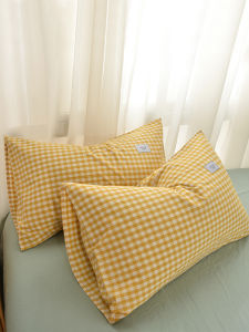 Pure Cotton Pillowcases Washed Cotton Solid Color Single Person Pillow Covers Pair Set Simple 48*74cm Student Use