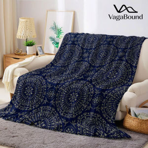 BILIBILI | Navy Snowflake Mandala Print Flannel Blanket Warm Soft Halloween Christmas Decorative Couch Warm Cozy All-Season Gift