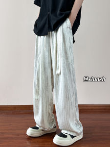 Tie-Dye Casual Pants Mens Summer Thin Ice Silk Cool Straight Leg Loose Drapey Long Trousers American Trend Teenage Fashion