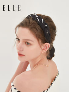 Elle French Style Hairband High Top Knot Color Block Black High Fashion Sensation Wide Edge Hair Clip Elegant Chic Look