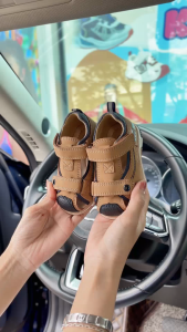 Sandal hỗ trợ vòm chân bé trai XIXA 1216 Brown bít gót chống lật chân cho bé đi học đi chơi
