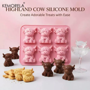 Summer Mini Highland Cow Cube of Ice Mold 3D Cute Silicone Ice Tray for Whiskey Cocktails Coffee Reusable Cow-Shaped Ice Mold
