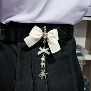 สายรัดเข็มขัด เจ้าหญิง โบว์ใหญ่ คล้องเข็มขัดนักเรียน นักศึกษา ลูกปัด เพชรน่ารัก สไตล์หรูหรา