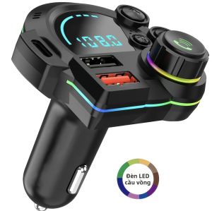 Bộ Phát FM Bluetooth 5.3 Máy Nghe Nhạc MP3 Bộ Chuyển Đổi Ô Tô Với Chức Năng Sạc Nhanh Không Dây QC3.0 & PD 20W Kép