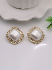 S925 Silver Needle Pearl Drop Earrings Korean Style Slimming Diamond Shape Fashion Luxury Small Audience Design Womens Jewelry