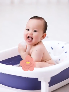 Foldable Baby Bath Tub with Thermometer Safe Anti Slip and Comfortable for Newborns