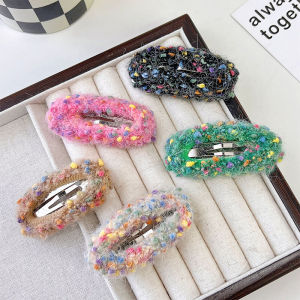 สไตล์เกาหลี หมวกไหมพรมสีสันสดใสคริสต์มาสถัก กิ๊บติดผม กิ๊บติดผมตุ๊กตา Bangs คลิปขอบคลิป ทันสมัย เครื่องประดับผม