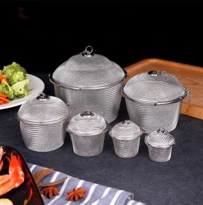 【XZxinzhan】Stainless Steel Tea Locking Spice Egg Shape Ball Mesh Infuser Tea Strainer Multiple Cycle Filter Kitchen Stew Soup Spice Sieve