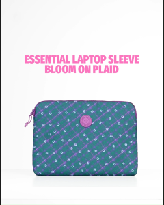 Exsport Essential Laptop Sleeve Bloom On Plaid Emerald Green 14 Inch