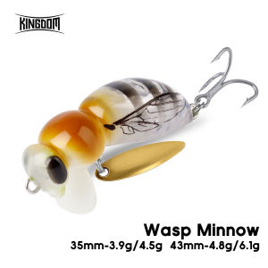 KINGDOM Wasp Minnow Topwater Lure 35mm 43mm Floating Slow Sinking Insect Hard Bait 3.9g 4.5g 4.8g 6.1g for Bass Trout