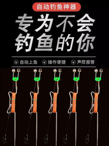 Automatic Fishing Rod Set Yizhanshi Brand Spring Loaded Ground Plug Full Kit Hand Line Black Fish Line for Lake Pond River Lake