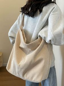 Fall and Winter New Arrival All-Matching Corduroy One-Shoulder Crossboby Bag Womens Large Capacity Canvas Preppy Style Mens Corduroy Class Bag