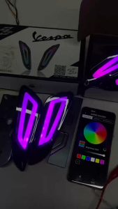ไฟเลี้ยวแต่ง RGB Shark Power มีแอพปรับไฟ Vespa Sprint Primavera 150 2019-2025