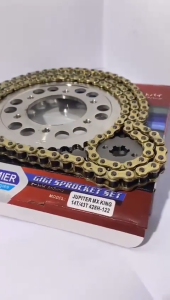 Girset JUPITER MX KING /VIXION NEW 14T/43T 428H-122 RANTAI GOLD KC PREMIER GEAR MODEL SSS