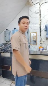 Baju Koko Pria Dewasa Terbaru Bahan Katun Lengan Pendek Kombinasi Bordir