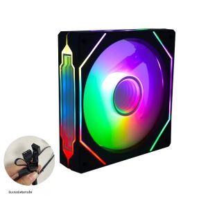 พัดลมเกมมิ่ง MANMU Argb ขนาด 120 มม. พัดลมคอมพิวเตอร์เงียบ สีสันสดใส สำหรับคอมพิวเตอร์ พร้อม 5V3pin