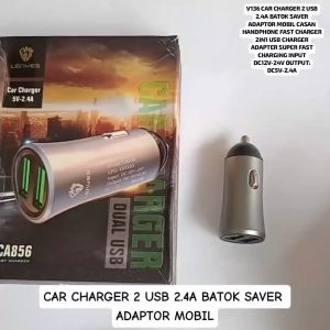 V136 CAR CHARGER 2 USB 2.4A BATOK SAVER ADAPTOR MOBIL CASAN HANDPHONE FAST CHARGER 2IN1 USB CHARGER