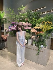 VKSOD | Laid-back Style Summer Korean Sweet Loose Lace Sleeveless Top High Waist Straight Casual Pants Set Long V-neck T-shirt Dress