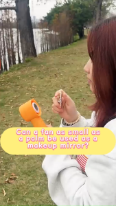 【SG Stock】HWI Fan Purple Portable Handheld Fan kipas mini electric fan Travel 6-blade High-speed Turbo small cooling quiet Jet Fans 5200mAh LED mirror with light + makeup mirror Cute Gift for Girls