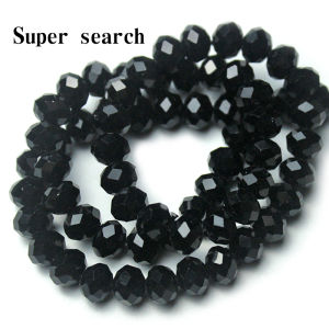 Handmade Flat Beads Black Glass Crystal DIY Accessories Bracelet Necklace Earring Door Curtain Loose Beads Fashion Jewelry