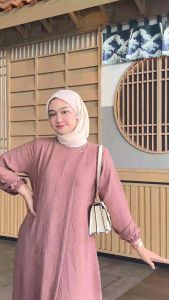 GRATIS ONGKIR - Dress Arsyinta Crinkle Airflow Gamis Polos Wanita Muslimah Terbaru 2024