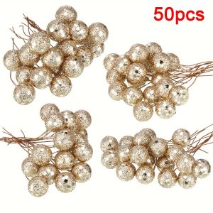 50Pcs Artificial Berry Christmas Decoration Xmas Tree Ornaments for Home Decor Navidad New Year 2026 Garland Gifts Accessories