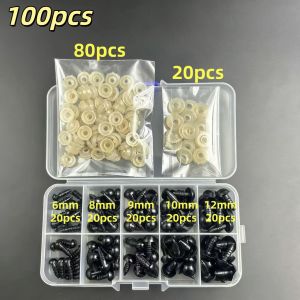 150/100Pcs 6-12mm Eyeball Doll Making Eyes Accessories Black Plastic Plush Safety Eyes Amigurumi for Doll Toys Accessories