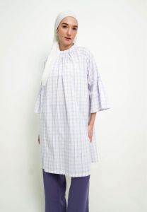 MFMW Hapsari Tunik Lilac Motif Kotak: Bahan Nyaman & Desain Elegan