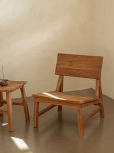 Retro Nostalgia Solid Wood Single Person Sofa Chair for Guest House Hotel Casual Seat Balcony Recliner Lazy Back Bed Chair