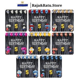 Paket Dekorasi Pesta Balon Happy Birthday Silver Set Dekor Ulang Tahun Tirai Hitam Simple