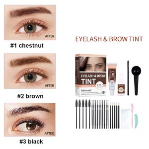 Lakerain Lash & Brow Tint Kit  2 in 1 Eyelash & Brow DYE Set Natural Bushy Eyebrow Makeup Kit Long Lasting Spot coloring DIY Hair Dying for Salon Home Use（3 Color optional）