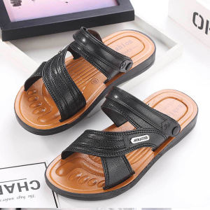 Casual Mens Sandals Summer Outdoor Wear Anti-Slip Driving Beach Shoes Trendy Dad Slippers Comfortable Breathable Flat Heel