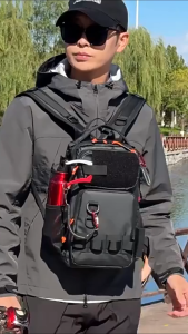 Outdoor Hiking Shoulder Camping Climbing Rucksack Mens Molle Multi-functional Fishing Lure Backpack with Rod Holders Chest Bag