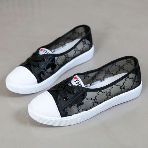 รองเท้าตาข่ายฤดูร้อนผู้หญิง IELGY 2024รองเท้าผ้าใบลื่นรองเท้าแตะระบายอากาศอเนกประสงค์ระเบิดได้