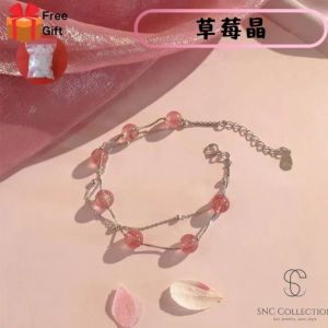 【SNC】<925纯银草莓晶> 水晶手鏈女 人缘爱情 Crystal Bracelet for Women Accessories Women Bangles Bracelets Gelang Tangan Perempuan