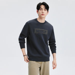 Antibacterial Warm Cotton Modal round Neck Sweatshirt for Men Skin-friendly Fashionable Standard Fit Long Sleeve Casual Wear