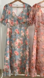 D10493 Paige Floral Chiffon Long Dress