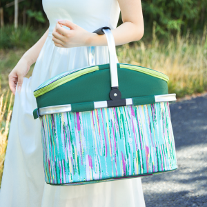 Thickened Outdoor Picnic Basket Foldable Insulated Bag Large Capacity Handheld Camping Cold Preservation Bag Aluminum Foil