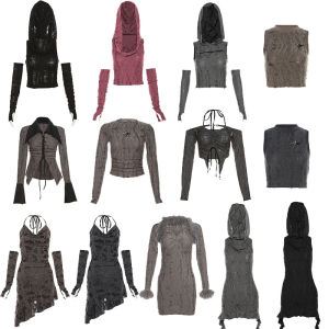 Dark Vintage Jazz Style Womens Short Sleeve T-shirt Dress Slim Fit Streetwear Polyester Fiber round Neck Long Sleeve Tunic