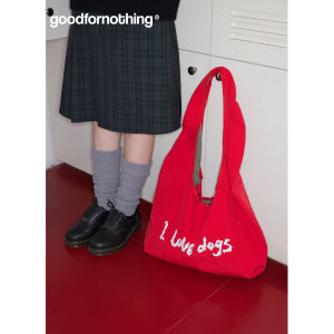 กระเป๋าสะพายข้างสุนัขสีแดง Goodfornothing กระเป๋าสะพายข้างแบบสะพายข้างด้านเดียวความจุขนาดใหญ่ ผ้าฝ้าย กระเป๋าสะพายข้างสำหรับทุกวัน