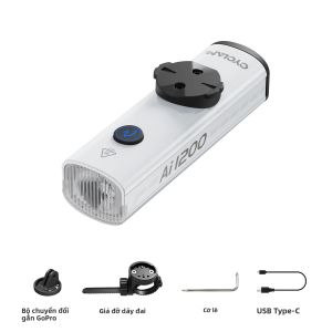 Đèn Pha Xe Đạp Mini 1200 Lumen Sạc Type-C Hợp Kim Nhôm Đèn Trước Dành Cho Xe Đạp Đường Trường Và Leo Núi Màu Trắng CYCLAMI AI1200