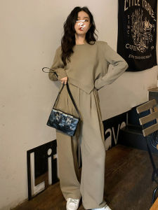 Winter Womens Tracksuit Loose Hooded Sportswear Plus Velvet Casual Fashion Street Style Two-Piece Set for Americans