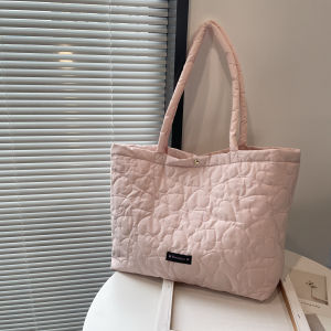 2024 Autumn and Winter New Love down Bag Large Capacity Shoulder Tote Bag Student Class Commuter All-Match Mummy Bag